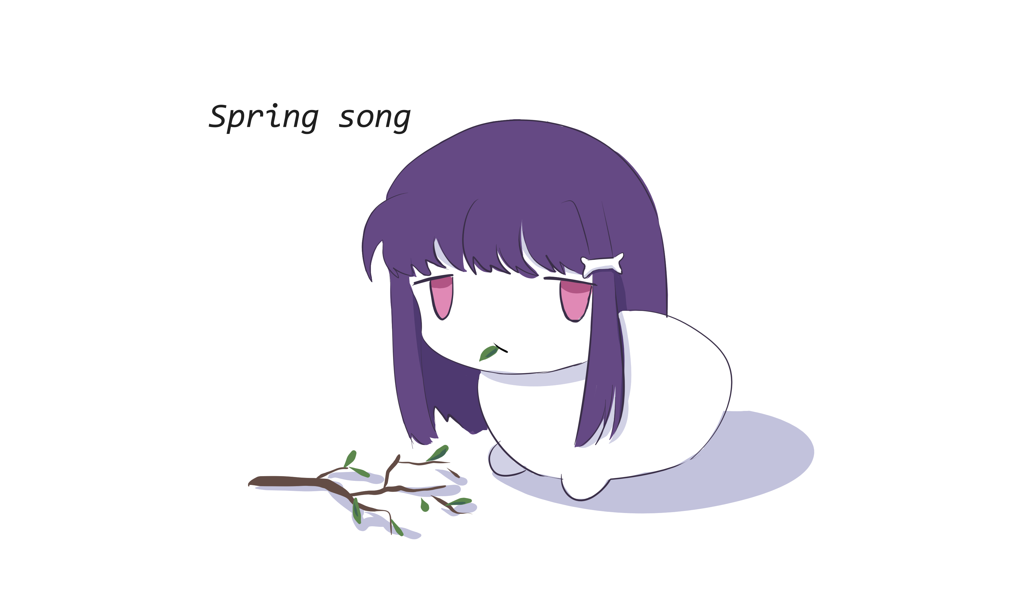 Обложка Spring song с маленьким персонажем и веткой